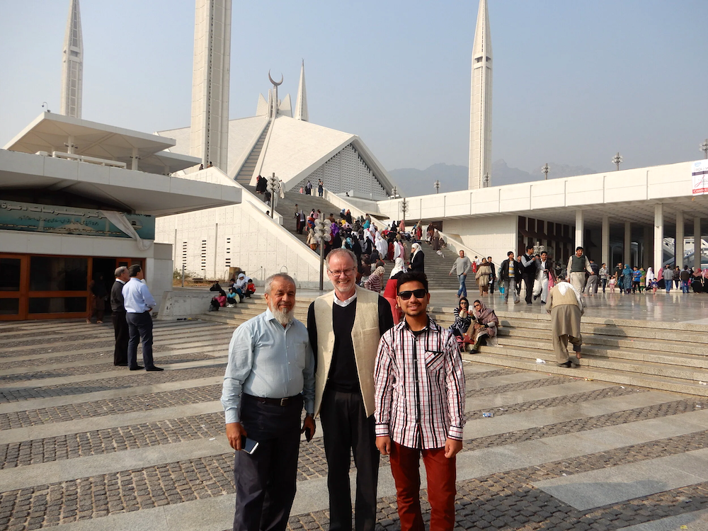 J.P. Knight with friends at the Faisal Mosque
